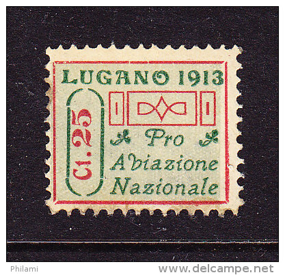 SWITZERLAND, SUISSE ZUMSTEIN IX AIRMAIL FORERUNNER 1913, 25 Cts LUGANO, ( LOT 1027) - Ongebruikt