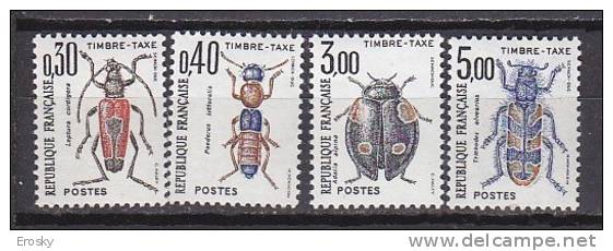 M4053 - FRANCE TAXE Yv N°109/12 ** Insectes, Coléoptères - 1960-.... Neufs