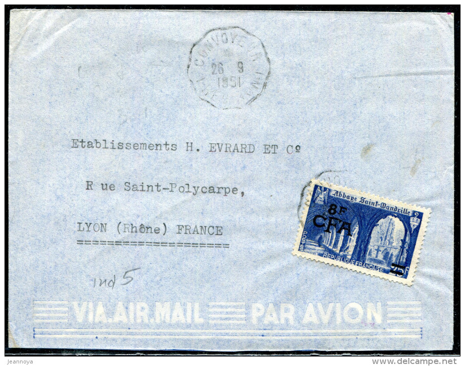 REUNION - N° 302 / LETTRE AVION OBL. CONVOYEUR / REUNION N° 1 LE 26/9/1951, POUR LA FRANCE - TB - Cartas & Documentos