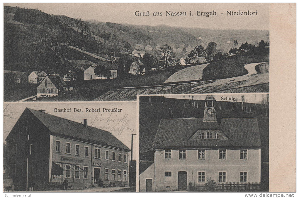 AK Nassau Erzgebirge Gasthof Preussler Schule Niederdorf Bei Frauenstein Rechenberg Mulda Clausnitz Holzhau Sayda Mulda - Rechenberg-Bienenmühle