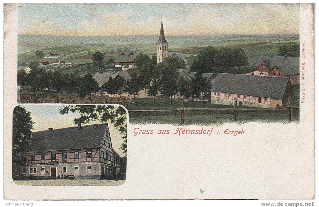 Litho AK Hermsdorf Erzgebirge Gasthof Bei Frauenstein Rehefeld Holzhau Bienenmühle Nassau Reichenau Altenberg Bärenfels - Oberholzhau (Erzgeb.)