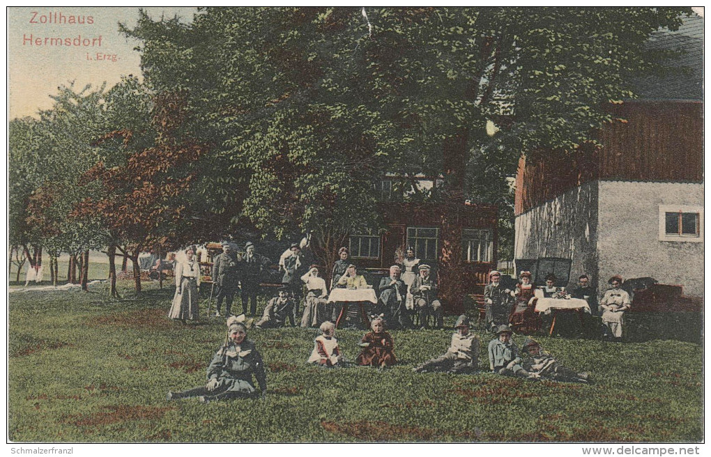 AK Hermsdorf Erzgebirge Gasthof Zollhaus Garten Bei Frauenstein Rehefeld Holzhau Bienenmühle Nassau Reichenau Altenberg - Oberholzhau (Erzgeb.)