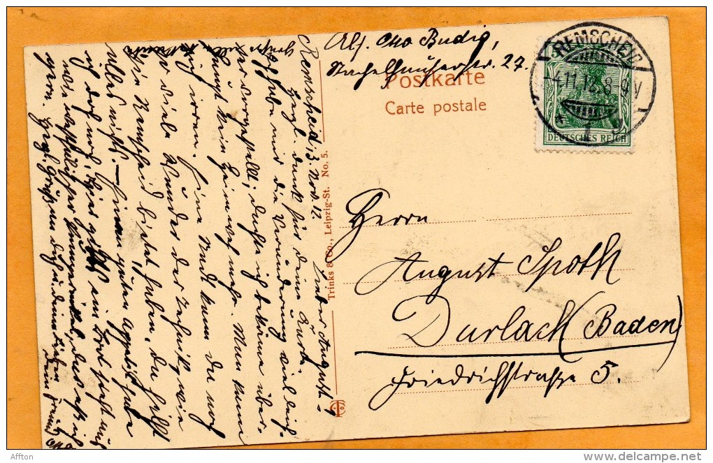 Remscheid Allestrasse 1912 Postcard Mailed - Remscheid