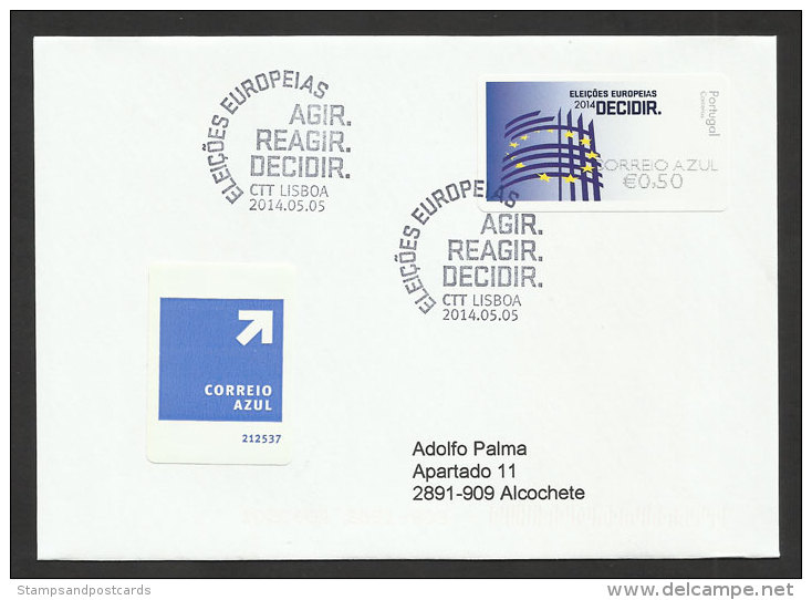 Portugal 2014 ATM Timbres Distributeur FDC Prior Voyagé  Élections Parlement Européen European Parliament Europa - EU-Organe