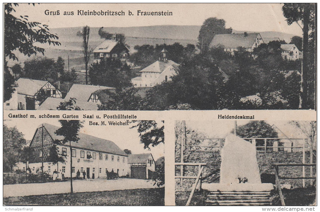 AK Gruss Kleinbobritzsch Gasthof Post Denkmal Bei Frauenstein Hartmannsdorf Reichenau Schmiedeberg Mulda Freiberg Nassau - Klingenberg (Sachsen)