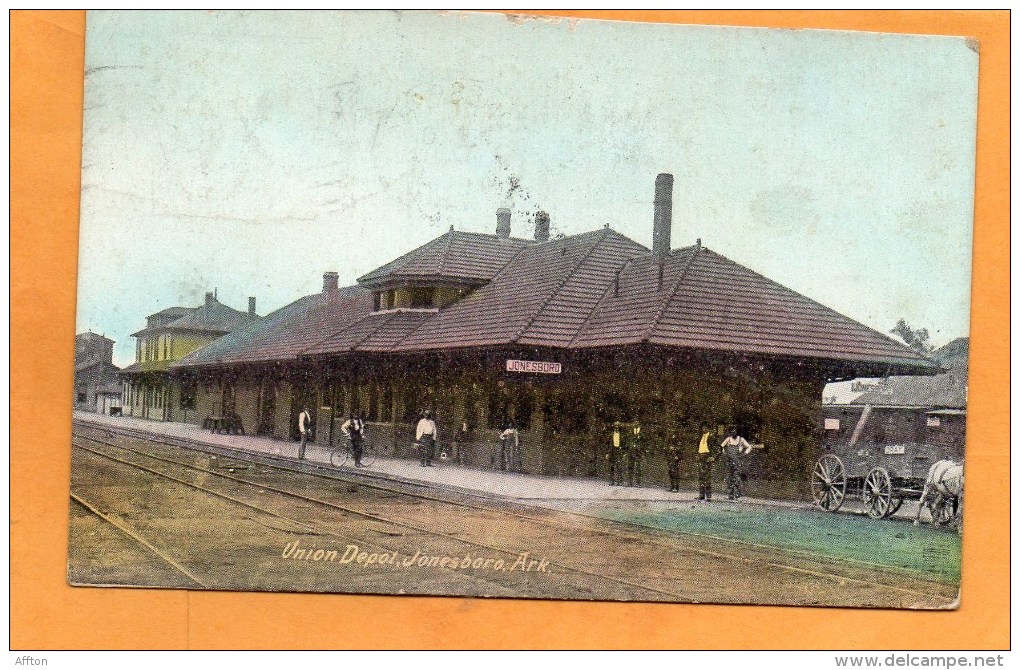 Union Depot Jonesboro AR 1910 Postcard - Jonesboro