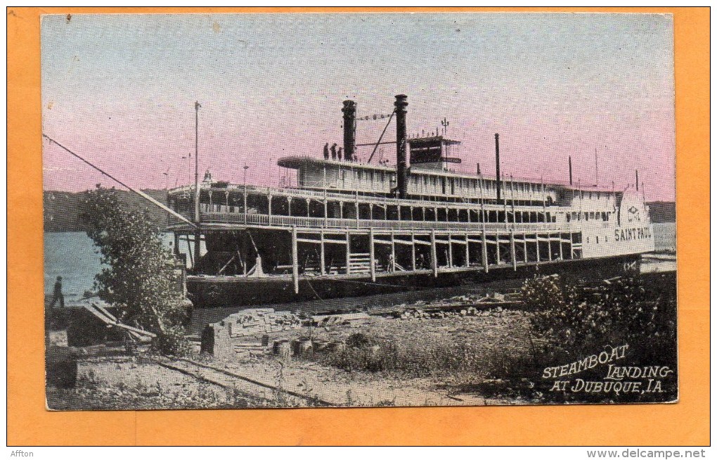 Steamboat Landing At Dubuque IA 1909 Postcad - Dubuque