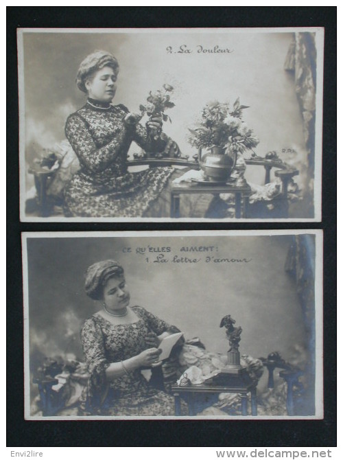 Ref2975 WA Lot De 8 Cartes Photos RPI, Ce Que Les Femmes Aiment Ou N'aiment Pas - Amour, Argent, Reproches, Bijoux - Collections, Lots & Series