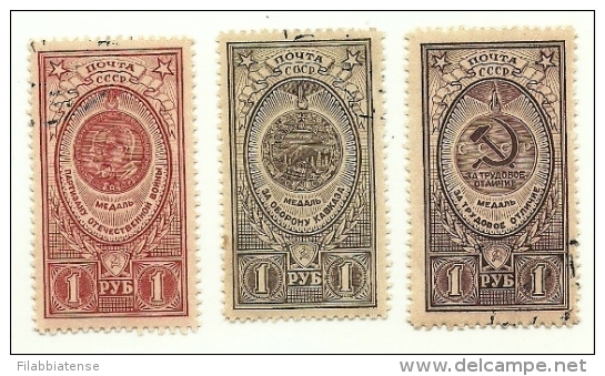 1946 - Russia 1059 + 1061 + 1066 Medaglie, - Usati