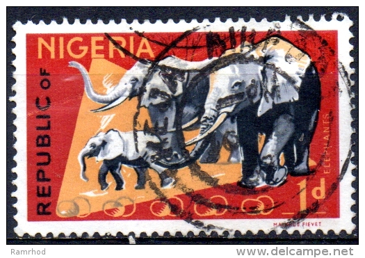 NIGERIA 1965 African Elephants - 1d. - Multicoloured  FU - Nigeria (1961-...)