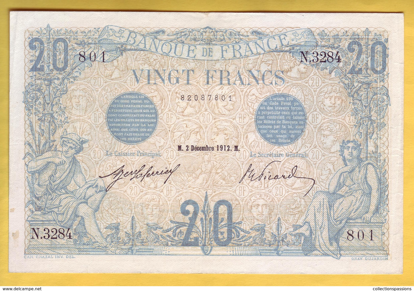 BILLET FRANCAIS - 20 Francs Bleu 2.12.1912 TTB+ - 20 F 1905-1913 ''Bleu''