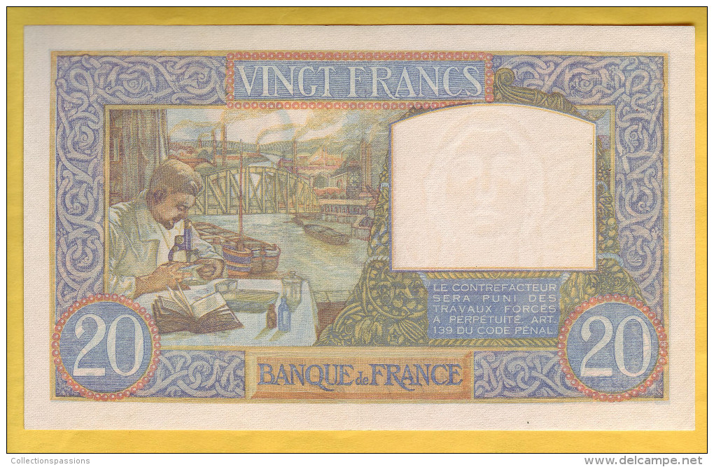 BILLET FRANCAIS - 20 Francs Science Et Travail 4.12.1941 SUP - 20 F 1939-1942 ''Science Et Travail''
