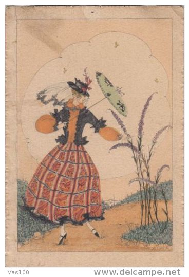 CPA MELA KOEHLER- WOMAN WITH UMBRELLA - Koehler, Mela