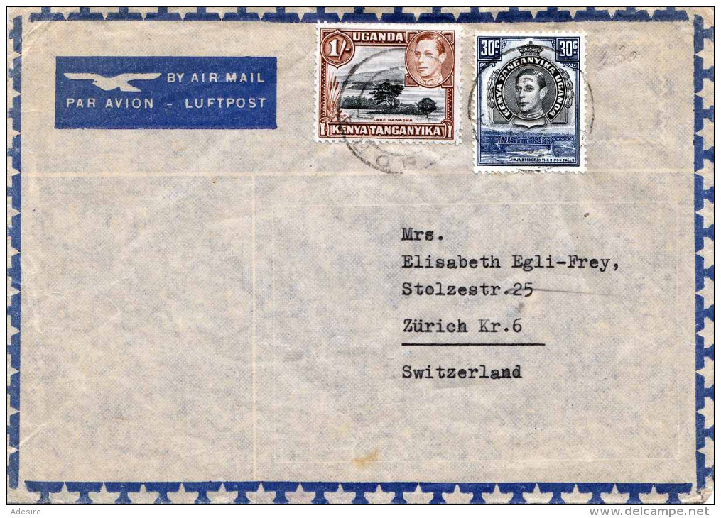 KUT Kenya Tanganyika Uganda 1939? - 2 Sondermarken Auf LP-Brief Von Tabora > Zürich - Kenya, Uganda & Tanganyika