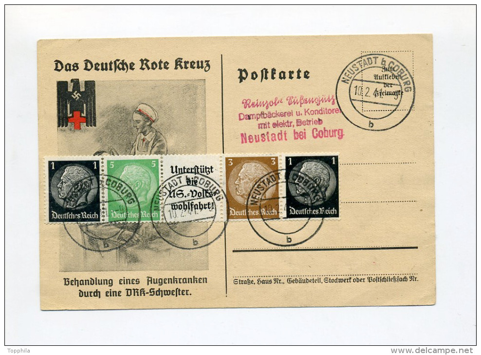 1941 3.Reich Illustrierte Sonderkarte Deutsches Rotes Kreuz Krankenschwester Einheitsgeberstreifen EG 1 - Lettres & Documents
