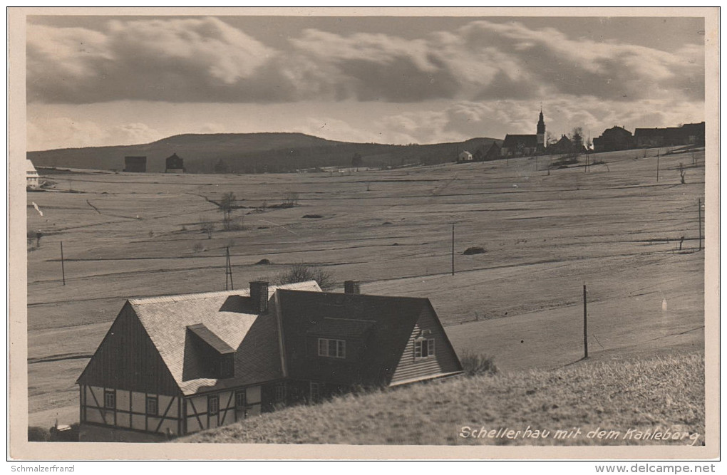 AK Schellerhau Mit Kahleberg Stempel Gasthof Gebirgshof Bei Bärenfels Kipsdorf Altenberg Oberbärenburg Zinnwald Rehefeld - Schellerhau