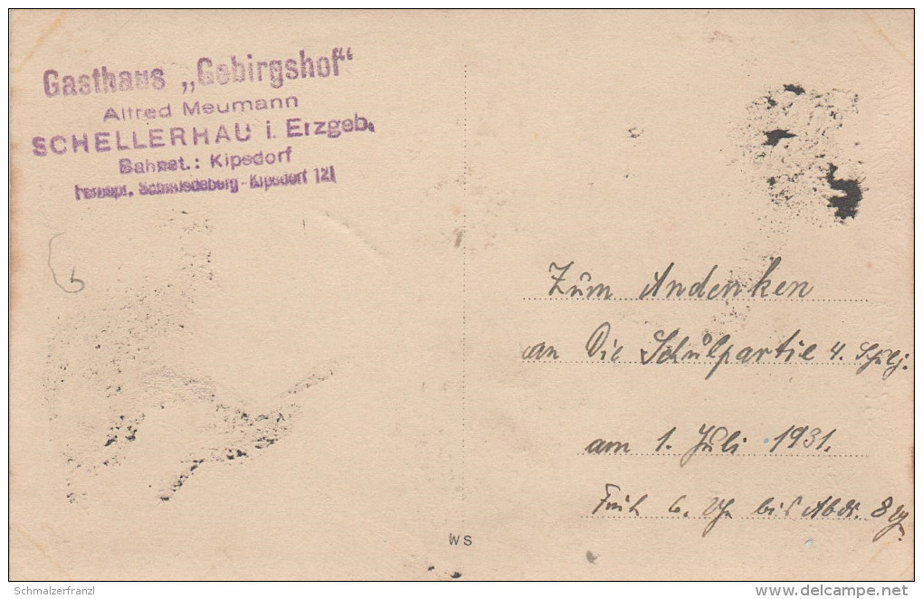 AK Schellerhau Mit Kahleberg Stempel Gasthof Gebirgshof Bei Bärenfels Kipsdorf Altenberg Oberbärenburg Zinnwald Rehefeld - Schellerhau