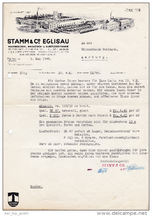 SV ZH EGLISAU 1948-5-1 STAMM & Cie Wagendecke Wachstuch Und Kunstleder Fabrik - Svizzera