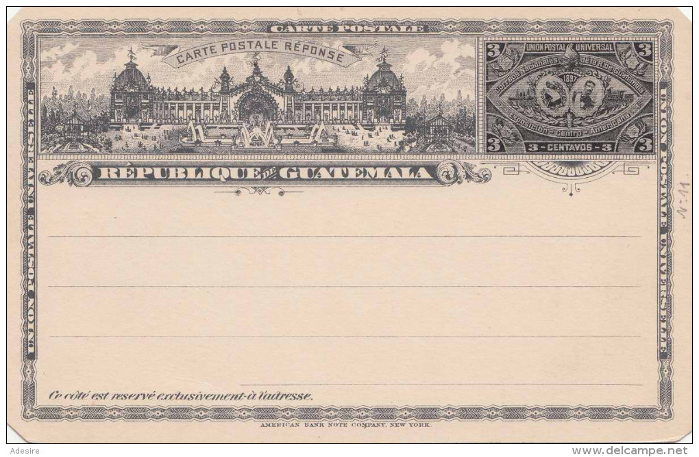 GUATEMALA 1897 - 3 Centavos Ganzsache ** Auf Bild-Postkarte - Guatemala