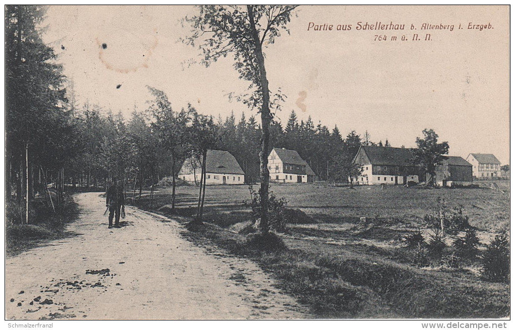 AK Schellerhau Partie Strasse Gasthof ? Bei Bärenfels Kipsdorf Altenberg Oberbärenburg Zinnwald Rehefeld Holzhau - Schellerhau