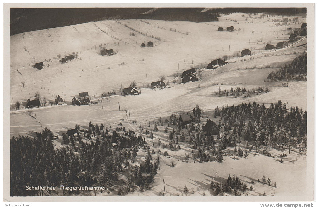 AK Schellerhau Fliegeraufnahme Luftbild Winter Bei Bärenfels Kipsdorf Altenberg Oberbärenburg Zinnwald Rehefeld Holzhau - Schellerhau