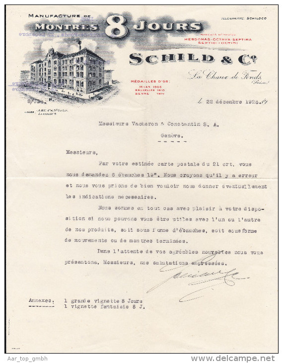 SV NE LA CHAUX DE FONDS 1925-12-22 SCHILD & Cie Manufacture De Montres "8 Jours" - Suisse