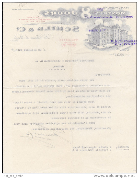 SV NE LA CHAUX DE FONDS 1925-12-22 SCHILD & Cie Manufacture De Montres "8 Jours" - Svizzera