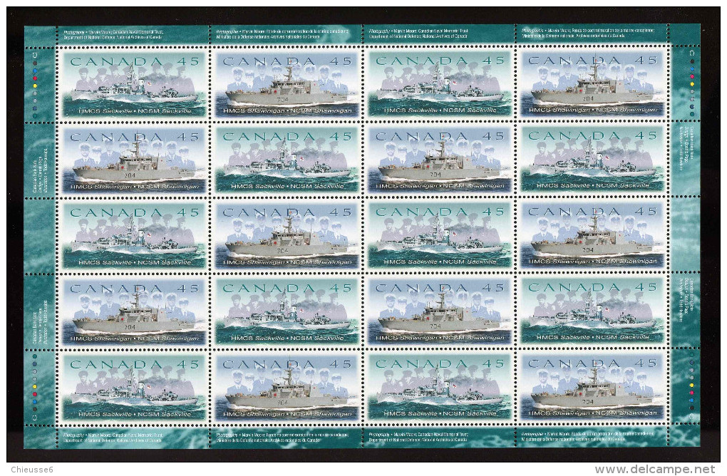 Canada **   N° 1618 - 1619 - Vaisseaux De La Marine Canadienne  - Feuillet  - - Blocks & Sheetlets