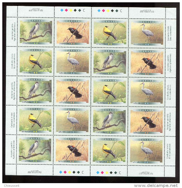 Canada **   N° 1633 à 1636 - Oiseaux   - Feuillet  - - Hojas Bloque