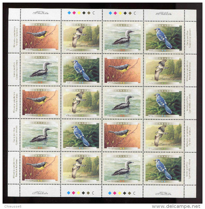 Canada **   N° 1809 à 1812 - Oiseaux  - Feuillet - Blocks & Sheetlets