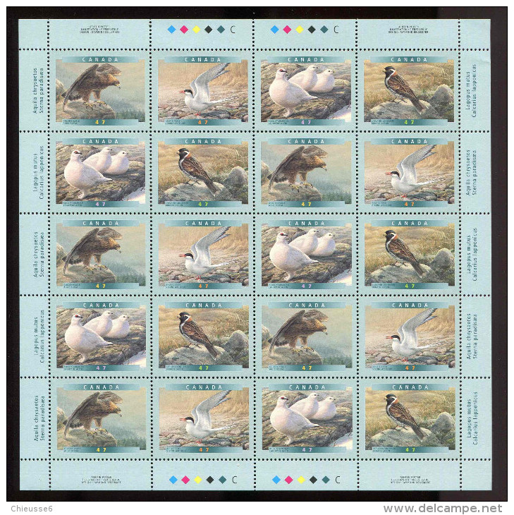 Canada **   N° 1840  à 1843 - Oiseaux  Feuillet - Blocks & Sheetlets