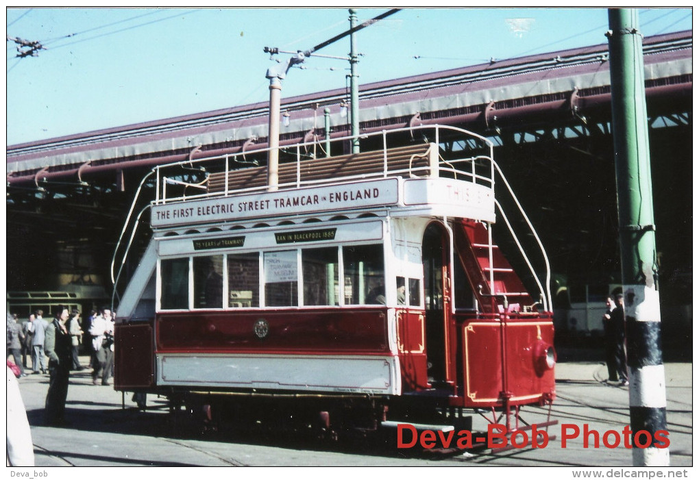 Tram Photo Blackpool Corporation Tramways Original Car 1 Tramcar Rigby Rd Depot - Trains