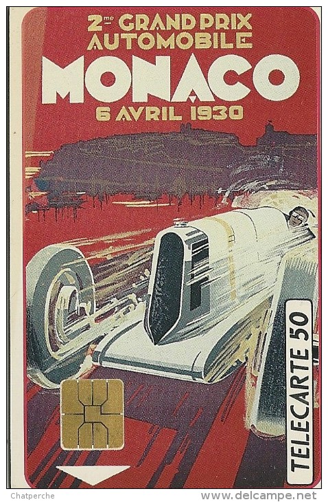 TELECARTE PHONECARD MONACO 2 EME GRAND PRIX AUTOMOBILE 6/4/1930  AFFICHE CREE PAR FALCUCCI AUTOMOBILE CLUB MONACO - Monaco