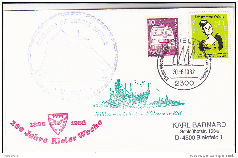 1982 TALL SHIPS COVER SAILING SHIP ´ COELETTE DE L´ECOLE NAVELE L´ETOILE ´ KIEL GERMANY  Stamps - Ships