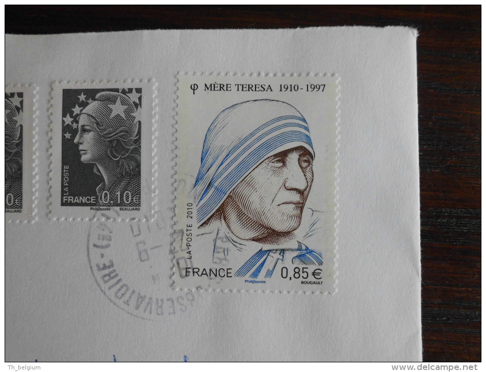 France 2010 Letter / Envelope With Stamp Mother Teresa + Marianne - Mère Teresa