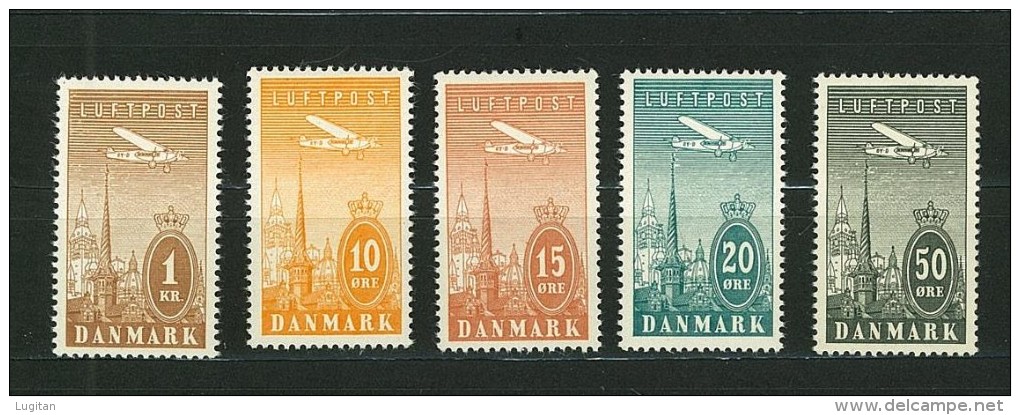 DANIMARCA - DANMARK - AEREO SU COPENAGHEN - POSTA AEREA 6/10 -  NUOVA GOMMA INTEGRA MNH  (**) - Airmail