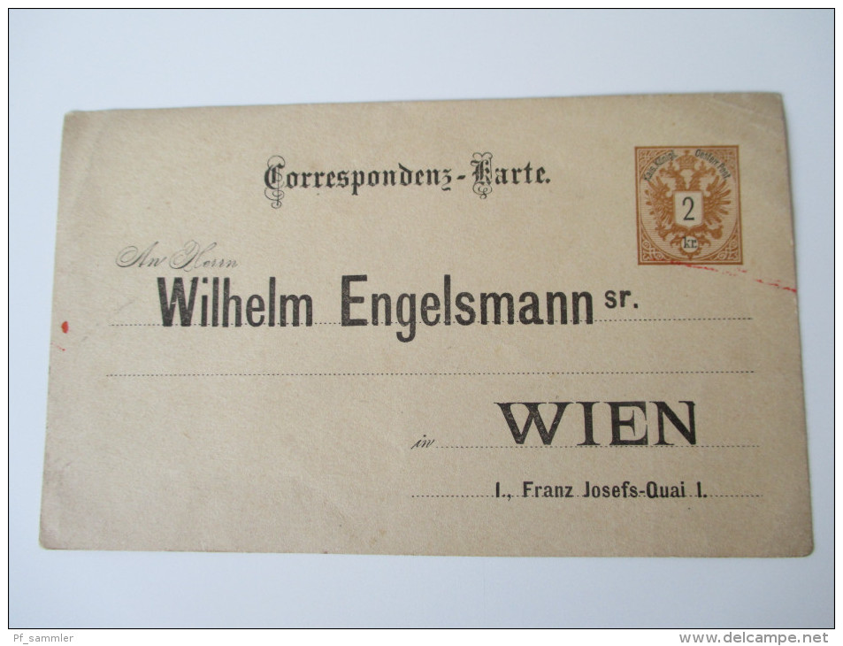 Österreich Ganzsache P 43 Ungebraucht Mit Adresszudruck: An Herrn Wilhelm Engelsmann Sr. Wien - Autres & Non Classés