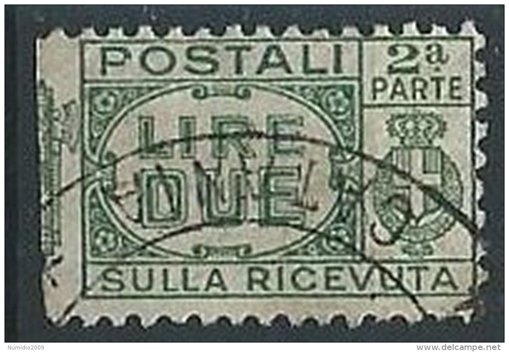 1927-32 REGNO USATO PACCHI POSTALI 2 LIRE SEZIONE - ED594-3 - Postal Parcels