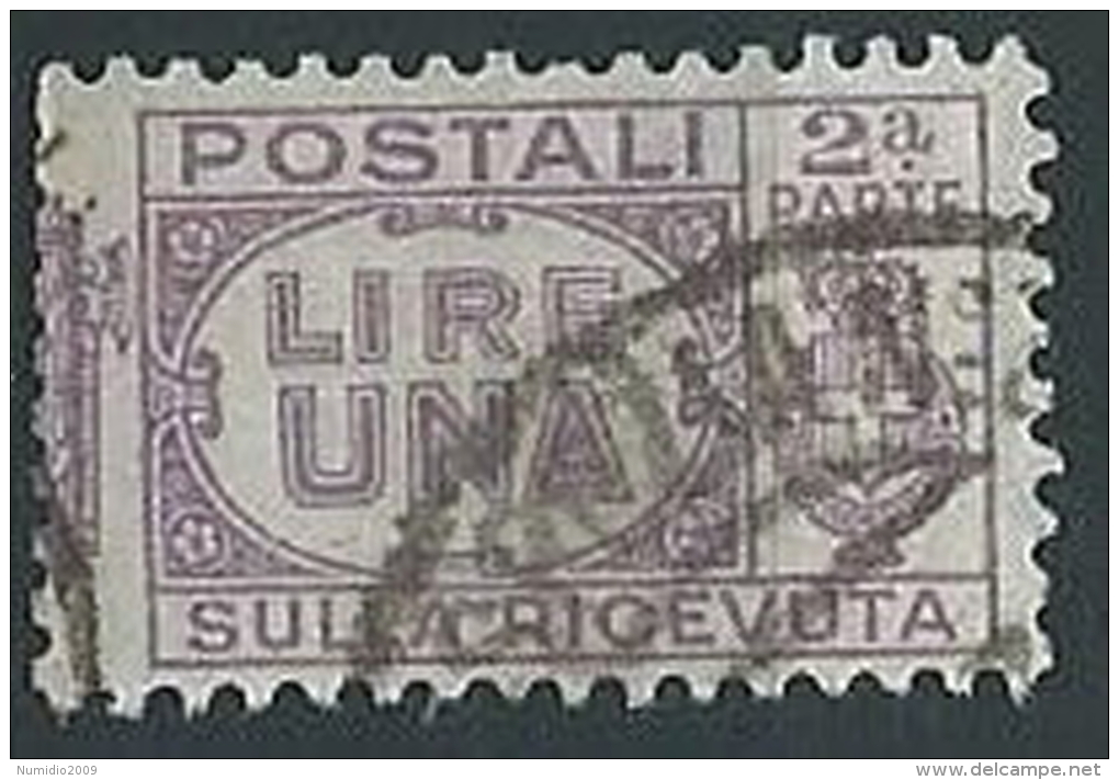 1927-32 REGNO USATO PACCHI POSTALI 1 LIRA SEZIONE - ED594 - Postal Parcels