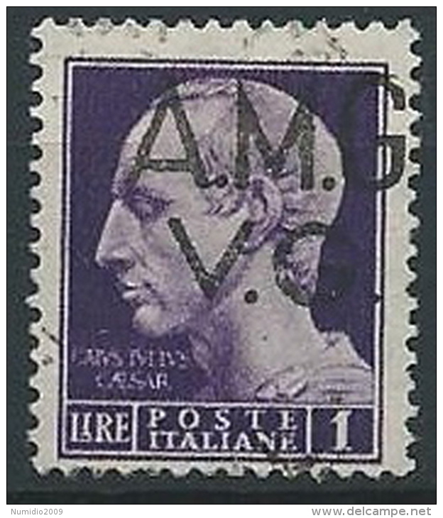 1945-47 TRIESTE AMG VG USATO IMPERIALE 1 LIRA - ED595-3 - Oblitérés