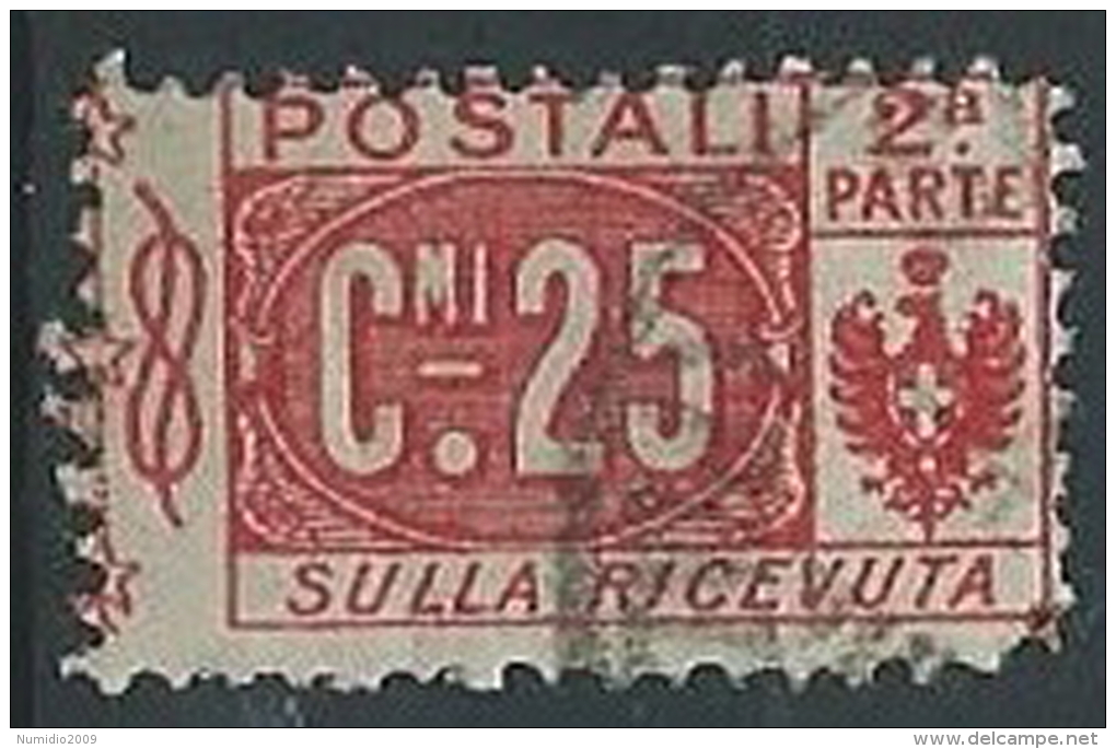 1914-22 REGNO USATO PACCHI POSTALI 25 CENT SEZIONE - ED595-2 - Colis-postaux