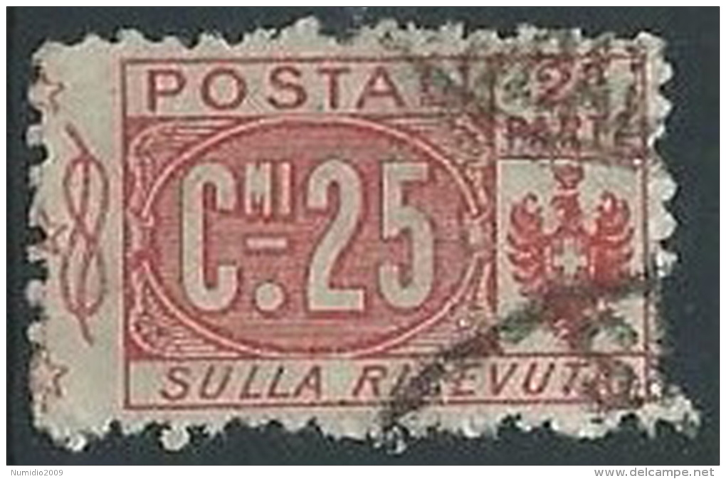 1914-22 REGNO USATO PACCHI POSTALI 25 CENT SEZIONE - ED595-4 - Colis-postaux