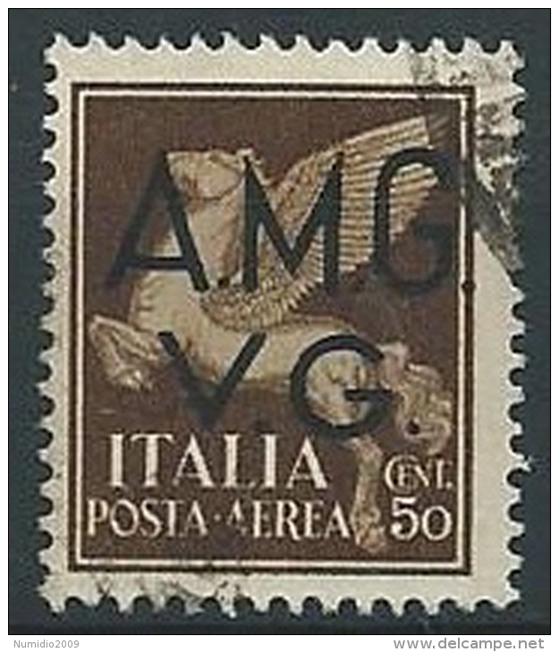 1945-47 TRIESTE AMG VG USATO POSTA AEREA 50 CENT - ED596-2 - Oblitérés