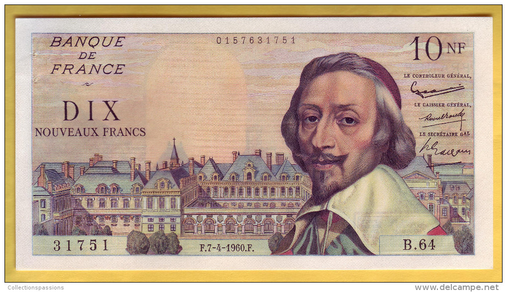 BILLET FRANCAIS - Lot De 2 Billets 10 NF Richelieu 7.4.1960 SPL - 10 NF 1959-1963 ''Richelieu''