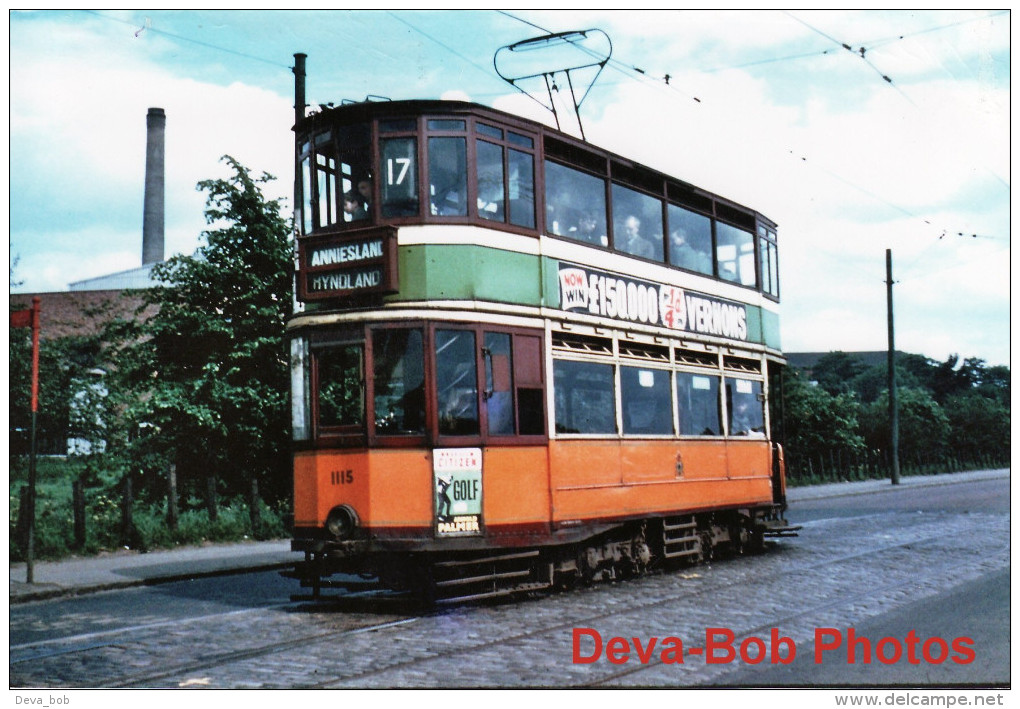 Tram Photo Glasgow Corporation Tramways Standard Hex Dash Tramcar Car 1115 - Trains