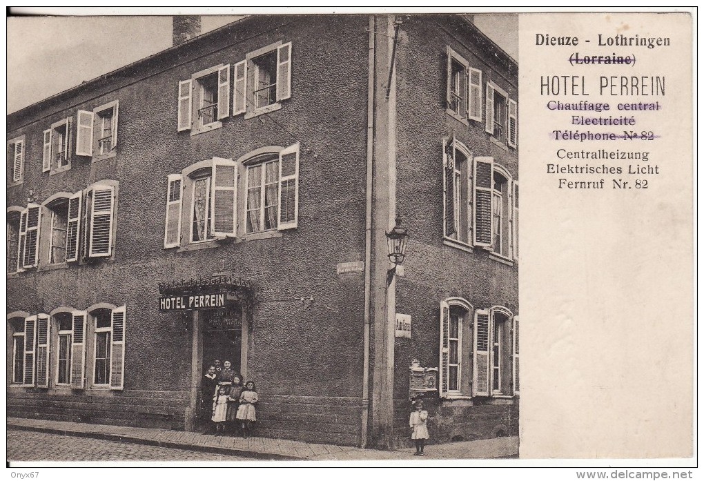 DIEUZE-DUSS (Moselle) Hallenstrasse - Rue Des Halles - Hôtel Perrein -Chauffage-Electricité   -VOIR 2 SCANS - - Dieuze