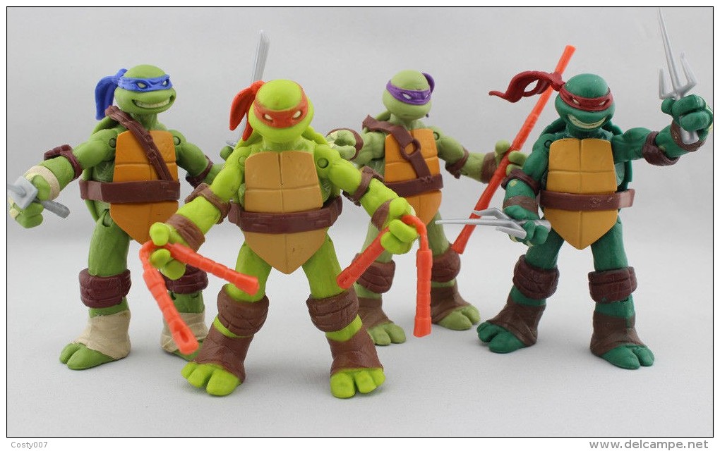 Teenage Mutant Ninja Turtles - Leonardo Michelangelo Donatello Raphael - Plastic Action Figure 4pcs Set - Tortues Ninja