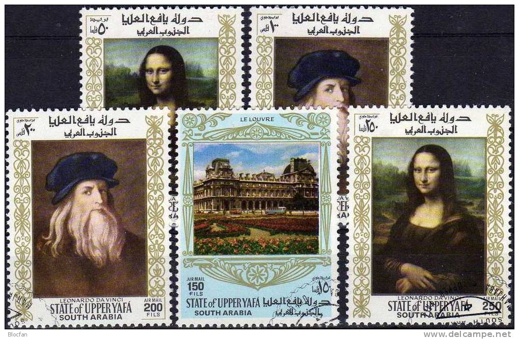 Gemälde Aus Dem Louvre Südarabien Yafa 23/27,ZD+Kleinbogen O 20€ Paris 1967 Mona Lisa Leonardo Da Vinci Sheetlet Bf Aden - Musea