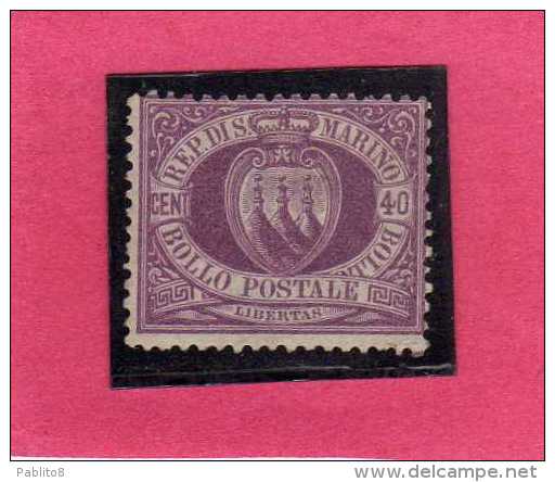 SAN MARINO 1877 - 1890 STEMMA COAT OF ARMS ARMOIRIES CENT.40 MNH FIRMATO SIGNED - Neufs