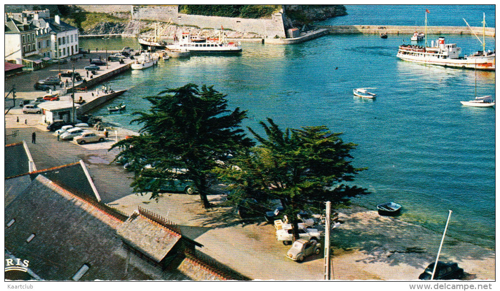 Belle-Ile-en-Mer: SIMCA 5 & 1000, CITROËN AMI & DS - BATEAU - Le Port Du Palais - Morbihan, France - Voitures De Tourisme